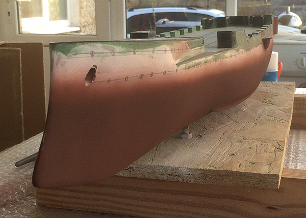 First coats of the red oxide colour. 